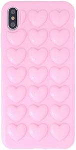 iPhone Xr Case for Women, DMaos 3D Pop Bubble Heart Kawaii Gel Cover, Cute Girly for iPhone 10r 6.1 inch - Baby Pink