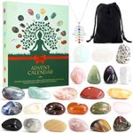 ADBAOBO Advent Calendar 2024,24PCS Crystal Advent Calendar for Adults with Necklace Christmas Countdown Chakra Stones Healing Crystals for Women Yoga Natural Mineral & Gemstones