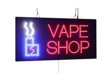 Vape Shop Sign, 24"x12", 60x30cm, TOPKING, Signage, LED, Bright, Open, Signboard, Display, Grand Opening, Gift