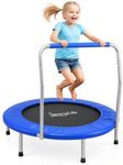 SereneLife Foldable Trampoline for Adults and Kids 91/102cm, Indoor Outdoor Mini Fitness Rebounder with Foam Handle, Compact Exercise Equipment for Home and Garden Workouts
