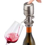 Vinxper Expert Adjustable Electric Wine Aerator – One-Press Instant Decanting, Simulates Up to 240 Minutes, Rechargeable No-Drip Design, Ideal Gift, Champagne Silver
