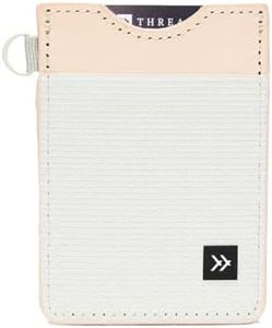 Slim Minimalist Elastic & Leather Vertical Wallet with RFID for Men & Women | Small Credit Card Holder for Front Pocket (Off White)