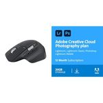 Logitech MX Master 3S - Wireless Performance Mouse + Adobe Creative Cloud Photography Plan 20GB: Photoshop + Lightroom | 1 Year |Download