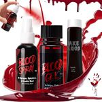 SPOOKTACULAR CREATIONS 3 Packs Halloween Fake Blood Set, Halloween Blood Gel, Blood Spray and Vampire Blood Tube for Halloween Costume, Zombie, Vampire and Monster Makeup & Dress Up Cosplay