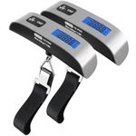 2 Packs of 110lb/50kg Luggage Scale, Dr.meter Backlit LCD Display Electronic Balance Digital Hanging Scale with Rubber Paint Handle, Travel Essentials, Temperature Sensor-Silver