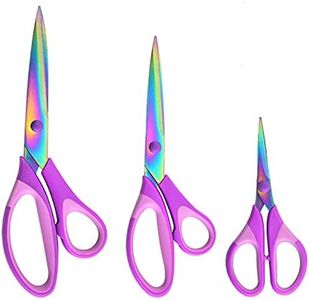 HIGHROCK Premium Tailor Scissors Titanium Soft Grip Sewing Scissors Set for Fabric Leather Dressmaking Crafting household sewing scissors set(1 Set of 3) (Purple)