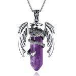 XIANNVXI Dragon Necklace,Dragon Gifts,Crystal Necklaces for Men Women,Amethyst Necklace Pendant Necklace Men,Dragon Jewellery Daddy Gifts