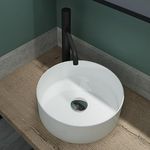 Mai & Mai Bathroom Sink Basin Countertop Wash Basin | Ceremic Round White | Modern Design Bathroom Vessel Sink | WDH: 31x31x11cm | Nano-Coating Brüssel203