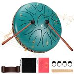 Steel Tongue Drum 6 Inch 11 Notes,Couleeur Tone Hand Pan Percussion Musical Instrument Steel Drum Set with Drumsticks,Drumstick Stand Meditation Yoga Musical Education, Best Gift for Kids(Lake Blue)