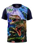 Print My Fashion Boys T-Shirt Regular Fit Round Neck T-Rex Dinosaur All Over Print Navy Blue (11-12Years)