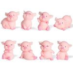 Morofme 8pcs Miniature Pig Figurines, Pig Cake Topper Cupcake topper, Pig Cerdo Characters Mini Toy, Pig Cake Decorations for Kids Birthday Baby Shower Pig Theme Party Supplies