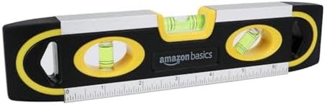 Amazon Basics 9-Inch Easy to Use Magnetic Torpedo Level and Ruler, with 180/90/45 Degree Bubbles, Black