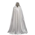 GRACEART Hooded Cloak Bridal Cape Full Length Satin Robe Halloween Cosplay Costume 136cm for Unisex Adults (Creamy White)