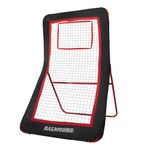 BALWONER 4 x 7 ft 5 Angles Adjustable Lacrosse Volleyball Pitch Back Baseball Softball Rebound Net with Strike Zone Red