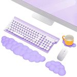 Mardiko Cloud Mouse and Keyboard Wrist Support, Memory Foam Mouse & Keyboard Wrist Rest with Anti-Skid Coasters, Ergonomic Mouse and Keyboard pad Wrist Support for Office Home Games, Purple