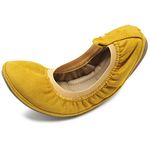 Ollio Women's Shoe Faux Suede Comfort Ballet Flat BN16(7 B(M) US, Mustard)