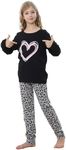 The Essentials Wardrobe Girls TEW 1 Pack LS Pyjamas - Animal Print/Heart - 10/11 YRS