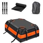 Stanz (TM) Car Roof Bag Cargo Carrier, 15 Cubic Feet Waterproof Rooftop Cargo Carrier with Anti-Slip Mat + 8 Reinforced Straps + 4 Door Hooks Suitable for Most Vehicles with/Without Rack