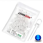 CHANZON 100 pcs 5mm Blinking Blue LED Diode Lights 1.5Hz Flashing (Clear Round Transparent DC 3V 20mA) Bright Lighting Bulb Lamps Electronics Components Indicator Light Emitting Diodes