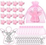 36 Sets Baby Shower Candles Gift Baptism Favor Pink Angel Candles with Angel Thank You Cards and Pink Organza Bags for Guests Friends Baptism Baby Shower Party Favors