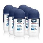 Sanex Men Active Control Antiperspirant, Roll On Deodorant for Men with 48 Hour Odour Capture, 0% Alcohol*, Dermatologically Tested for All Skin Types, Multipack, 6 Pack, 50ml