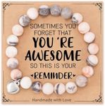 Sometimes You Forget You're Awesome Gifts Bracelets for Women Girls Inspirational Gift Bracelet for Daughter Friend Encouragement Gifts for Women Girls Natural Stone Bracelet