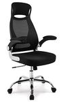 IntimaTe WM Heart Home Office Chair,Ergonomic Desk Chair with Flip up Armrests Executive Computer Chair Swivel Mesh Chair,Padded High Back Office Chair (Black)