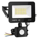 Lepro Security Lights Outdoor Motion Sensor, 20W 1700 Lumen PIR Light, IP65 Waterproof Motion Sensor Flood Light, Ultra Thin Garden Security Light for Forecourt, Backyard, Garages and More