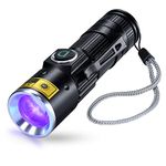 DARKDAWN UV 395nm Blacklight Flashlight USB Rechargeable, Wood’s Lamp Ultraviolet Light LED Mini Portable with Clip Detector for Pet Urine Stains, Scorpions, Uranium Glass, Resin Curing, Fluorescent