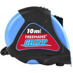 FREEMANS GRIPP 10m:25mm Steel Inchi Measuring Tape - 10m (Blue) With Rubberized Unbreakable ABS case || Pause Button || Click Action Front Lock and Belt Clip