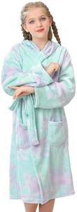 V.&GRIN Girls Fleece Hooded Robe, Soft Plush Warm Bathrobe Cozy Unicorn Sleepwear Gift for 5-14 Years （Candy 11-12）