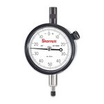 Starrett 25 Series Dial Indicator with Jewel Bearings and Lug-On-Center Back - White Face, 0-.250" Range, 0-50-0 Balanced Dial, .001" Graduations - 25-141J