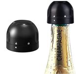 YANCI® Reusable Silicone Sealed Bottle Champagne Stopper Mini Champagne Stopper Lockable Stopper Bottle Caps Stopper for Beer Champagne Alcohol Sparkling, Black, Pack of 1