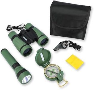 Carson AdventurePak Containing 30mm Kids Field Binoculars, Lensatic Compass, Flashlight and Signal Whistle with a Buit-in Thermometer (HU-401)
