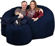 ULTIMATE SACK 6ft Bean Bag Chair & Footstool, Oversize Bean Bag Chair for Adults, Comfy Chair Bean Bag Couch Lounge Sofa Loveseat Furniture | Navy Suede