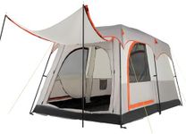 COSTWAY 2-Room Camping Tent, 4-6 Person Spacious Family Tent with Rainfly, PU 3000MM PE Tarp, Mesh Windows and Carry Bag, Waterproof Sun Shelter for Backpacking Hiking (Grey)