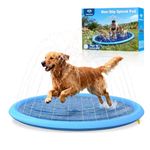 Flying Paws Dog Splash Pad 170cm, 0.55mm Thickened Pet Sprinkler Mat, Outdoor Summer Water Play Toy for Backyard & Garden Party