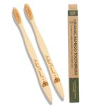 Arshad Couture Adult Bamboo Manual Toothbrushes With Fibre Bristles Extra Soft Nylon Free|Eco Friendly|Biodegradable|Bristles Made With Pbt (Polybutylene Terephthalate Organic Pack Of 2,Beige