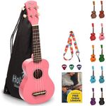 Hola! Music Ukulele for Adults & Kids - 53cm HM-21BU Soprano Ukulele for Kids with Carry Case, Strap and Picks - Pink