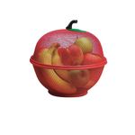 Fruits Bowl Basket Apple Shape Mesh with lid Tabletop Vegetable Holder Keep Unwanted Pets & Insects Out Kitchen Dishwashing Drain Basket (Red)