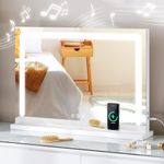 YITAHOME Vanity Mirror with Lights and Bluetooth Speaker & Wireless Charging, 23"x18" LED Makeup Mirror, Lighted Makeup Mirror with Lights, Touch Screen with Dimmable 3 Modes, USB Type-C Charging Port