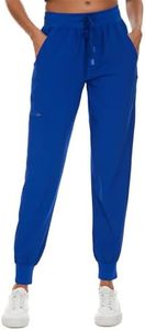 COZYFIT Womens Scrub Pants - Soft Stretch Yoga Style with 5 Pockets, Slim Fit Jogger Scrubs Pants for Women Royal Blue