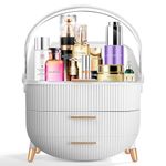 RMAN Makeup Organizer and Storage for Vanity Countertop Skincare Cosmetics Organizers with Lid and Drawers Display Cases for Bathroom