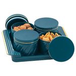 Selvel Unbreakable & Air Tight Dry Fruit Container Tray Set with Lid & Serving Tray, Airtight Container Set 430Ml (4 Pieces, Polypropylene) (Emerald), Green