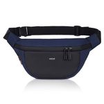 WILDHORN 2.4L Waist Bag for Men Women I Headphone Hole I Ultra Strong Stitching, Sturdy Zippers, Waterproof, Fanny Pack for Hiking Travel Camping Running Sports with Adjustable Strap (Navy & Black)