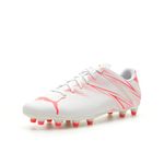 PUMA Men's Attacanto Firm Artificial Ground Sneaker, Puma White-fire Orchid, 11