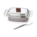 Siddhivinayak handicraft Stainless Steel Butter Dish/Tray/makkhan Plate for 500gm with lid and Butter Knife, Silver