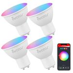 Avatar Controls GU10 Smart Bulb 4 Pack, 5W Music Sync Spot Alexa LED Lights RGBCW Colour Changing Dimmable Warm Cool White, Compatible with Google Home, No Hub Required