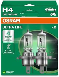 Osram Ultra Life H4 Halogen Headlight Bulb, 2 Bulbs, White