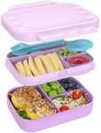 CAPERCI Lunch Box Kids, 1400ML Stackable Bento Lunch Containers with Compartments, Leak-Proof BPA Free Snack Boxes with Sauce Container and Utensil, Microwave & Dishwasher Safe (Purple)